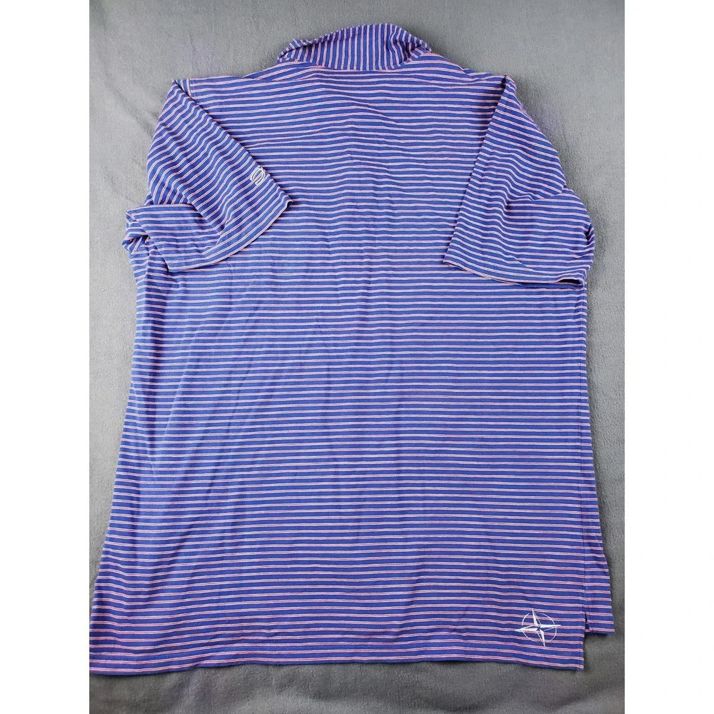 B.draddy Mens Short Sleeve Polo Large‎ Blue Red Stripe Logo On Sleeve